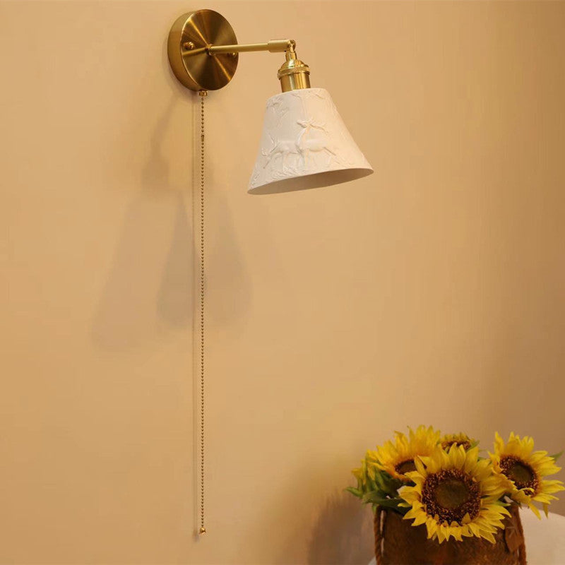 Brass Round Vanity Bedroom Wall Lamp