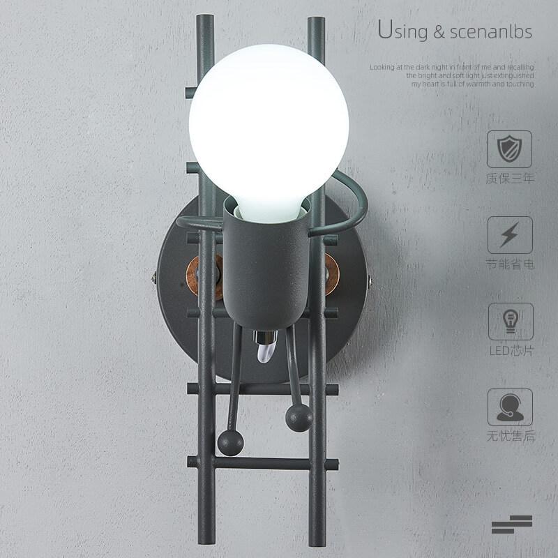Wrought Iron Stair Climbing Wall Lamp