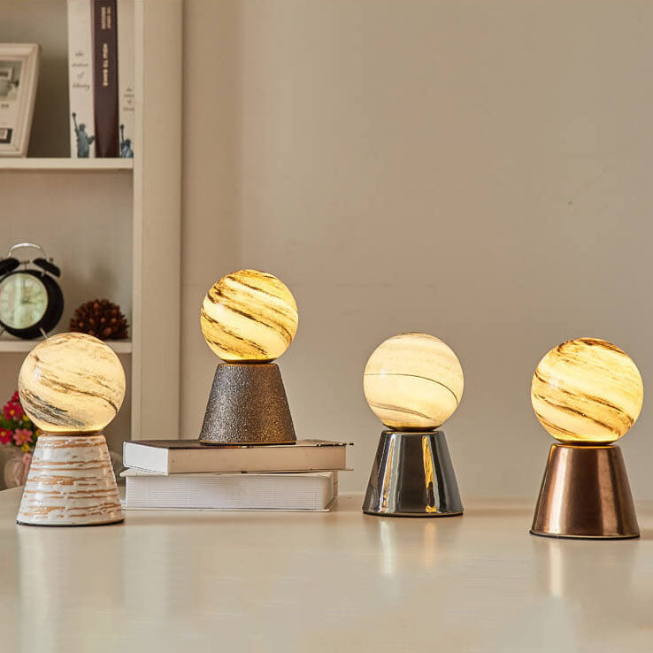 Orb Moon Ceramic Glass Table Lamp
