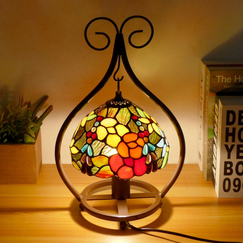 Style Heart Stained Glass Table Lamp