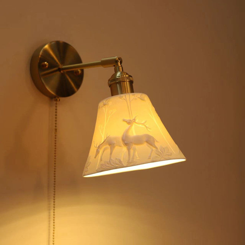 Brass Round Vanity Bedroom Wall Lamp