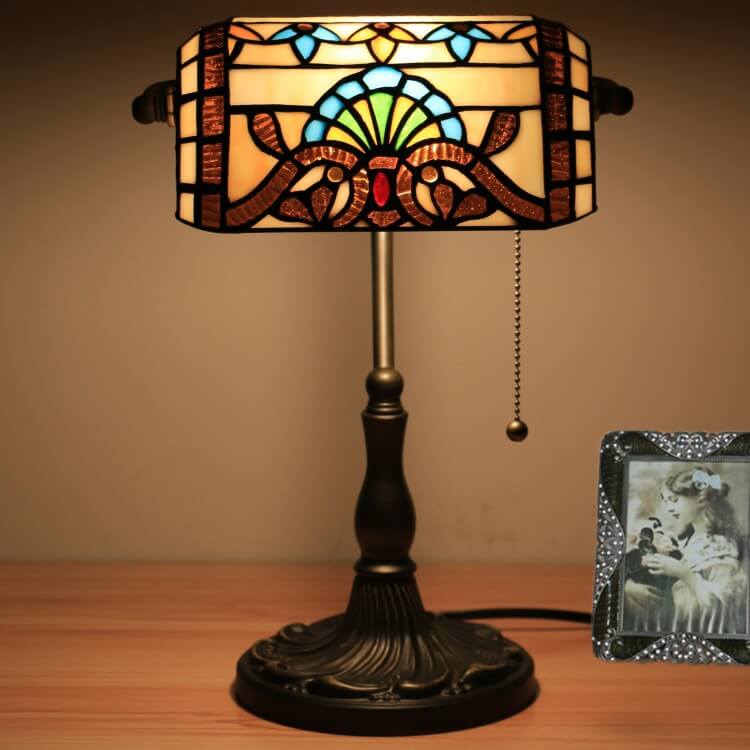 Baroque Stained Glass Bank Table Lamp