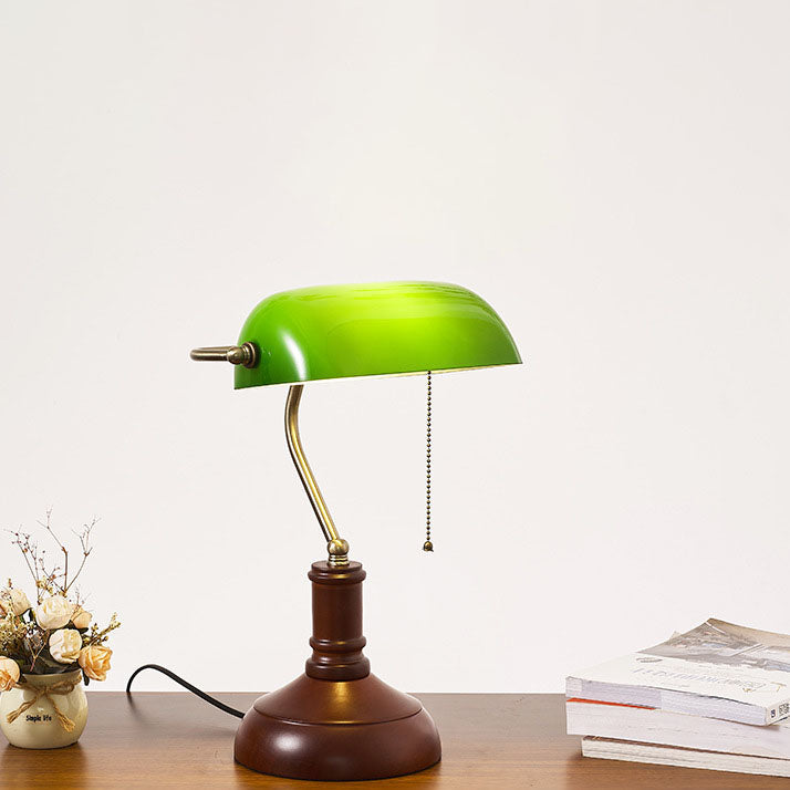 Solid Wood Glass Bank Table Lamp