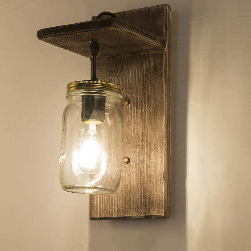 Wood Iron Wall Lamp