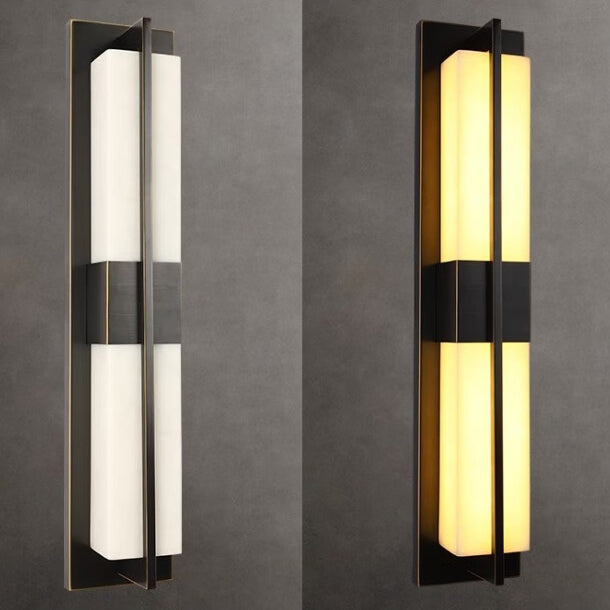 Rectangular Copper Marble Patio Outdoor Light