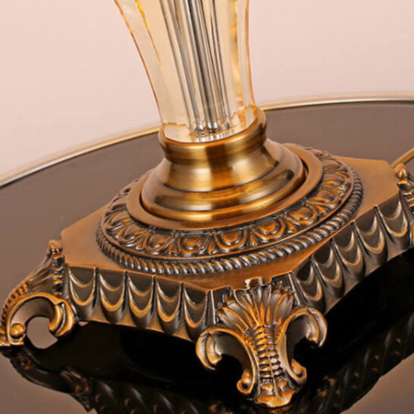 Fabric Candle Crystal 3/4 3-Light Table Lamp