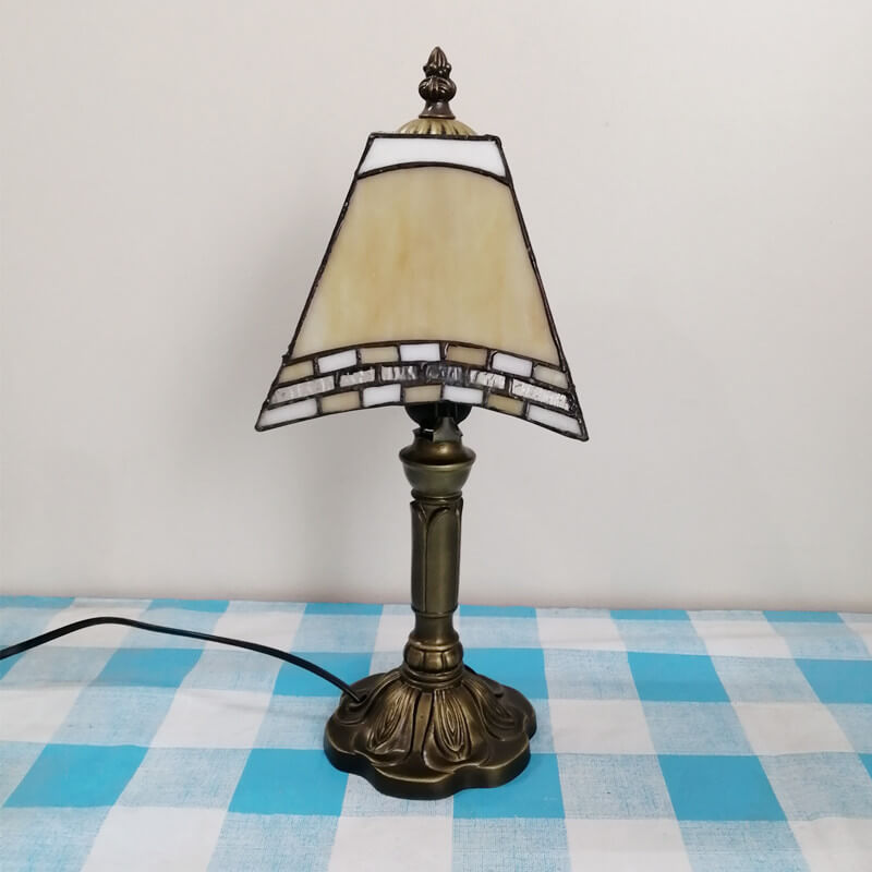 Square Stained Glass Iron Table Lamp