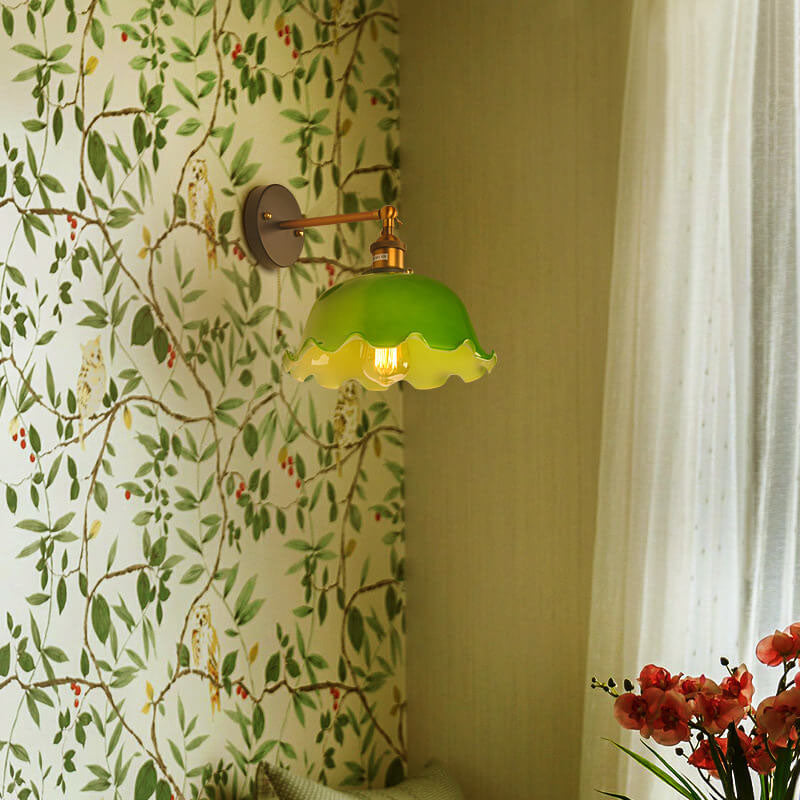 Green Glass Dome Wall Lamp