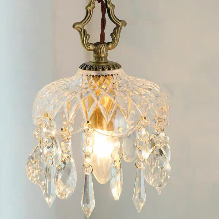 Brass Crystal Glass Wall Lamp