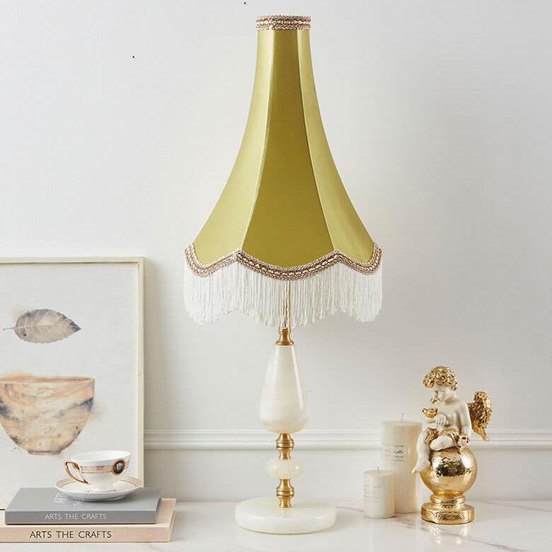 Fabric Fringed Horn Table Lamp