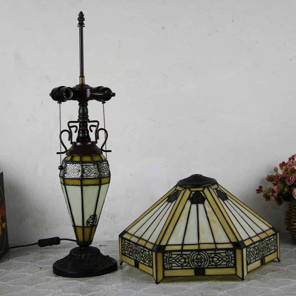 Stained Glass Hexagonal Dome 2-Light Table Lamp