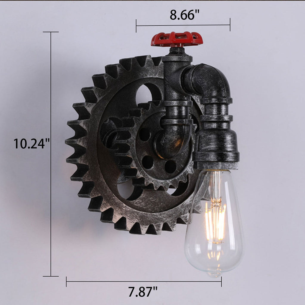 Gear-shaped Wrought Iron Wall Lamp