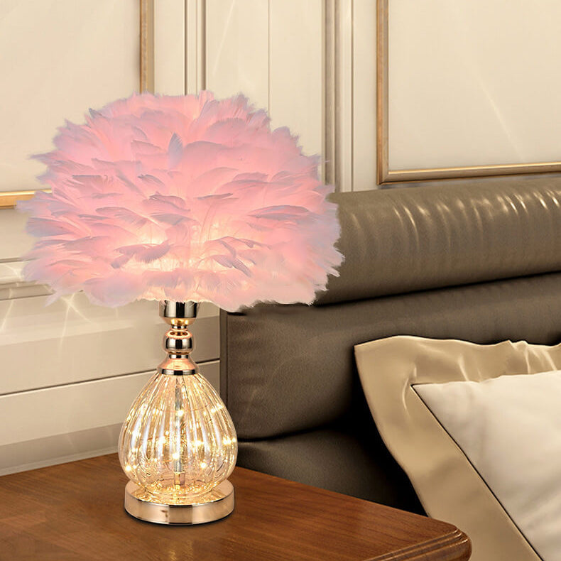 Wrought Iron Feather Vase Table Lamp