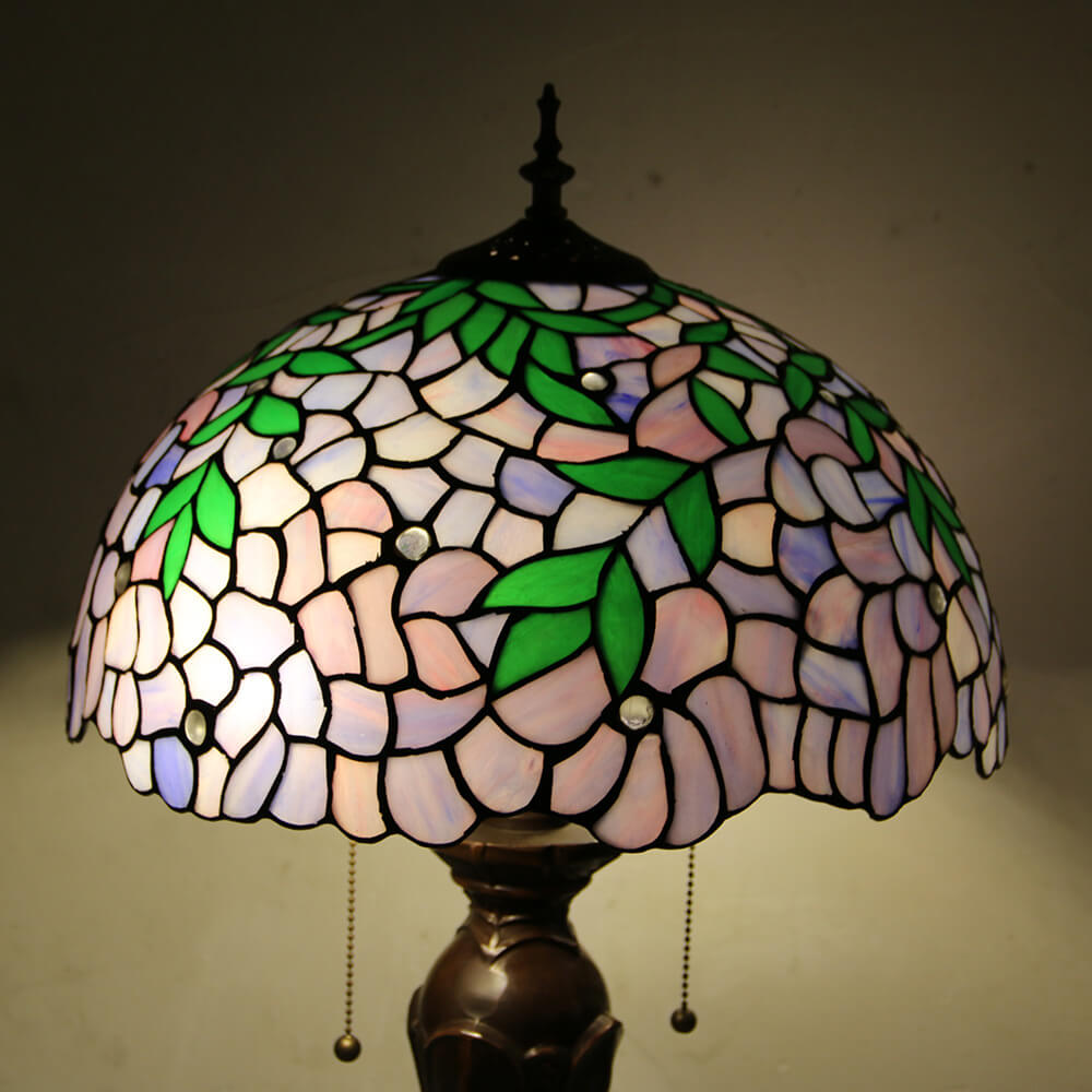 Flowers Stained Glass Pull Table Lamp
