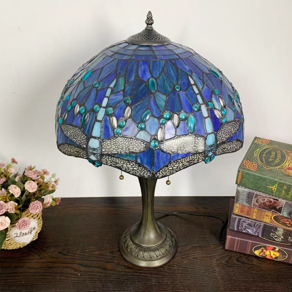 Umbrella Flower Dragonfly Alloy 2-Light Table Lamp