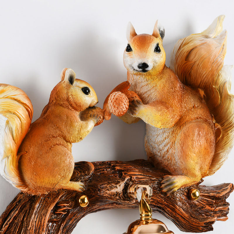 Squirrel Resin Crystal Bedroom Wall Lamp