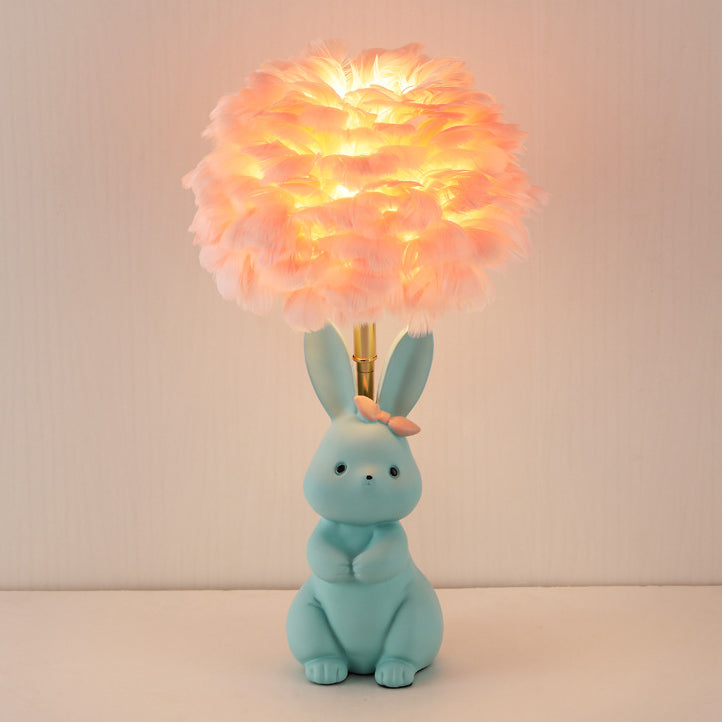 Rabbit Feather Orb Metal Table Lamp