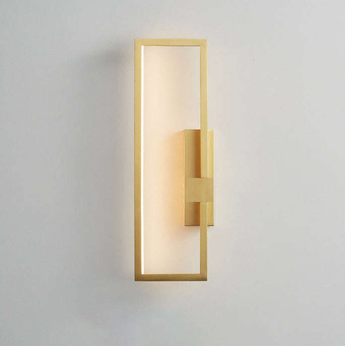 All Copper Rectangular Geometric Wall Lamp
