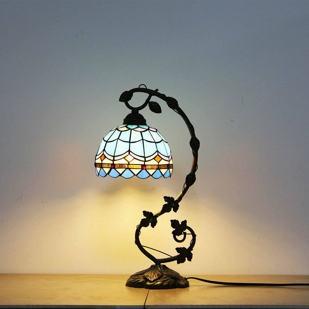 Rose Stained Glass Vine Table Lamp