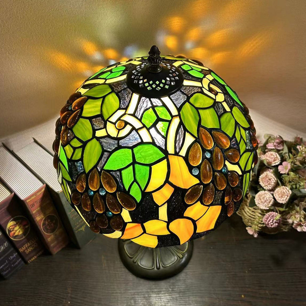 Metal Glass Dome Grape Table Lamp