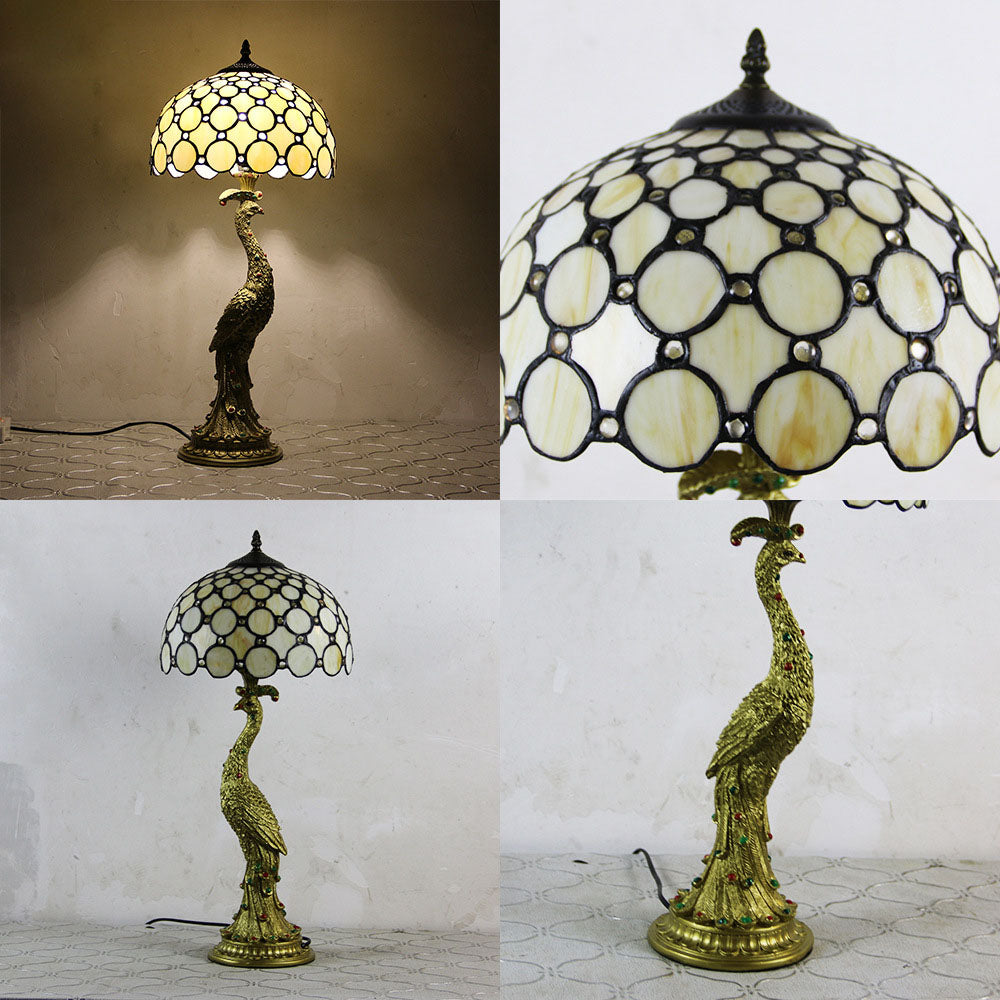 Peacock Gem Dome Glass Table Lamp