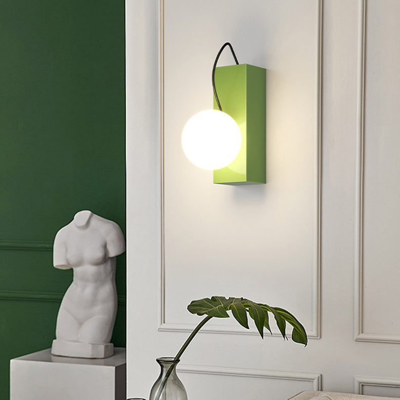 Cream Iron Cuboid Displaceable Wall Lamp