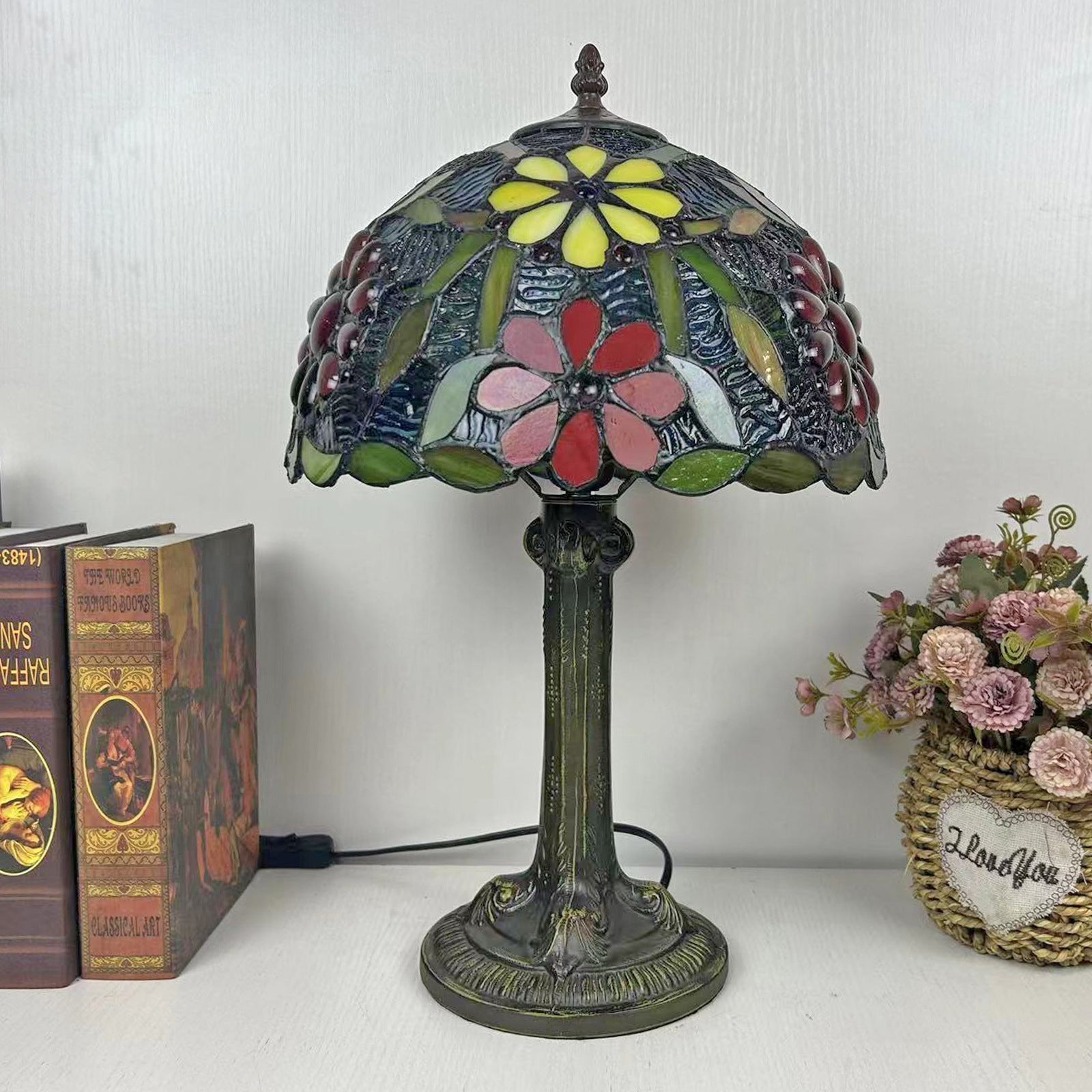 Dome Flower Iron Glass Table Lamp