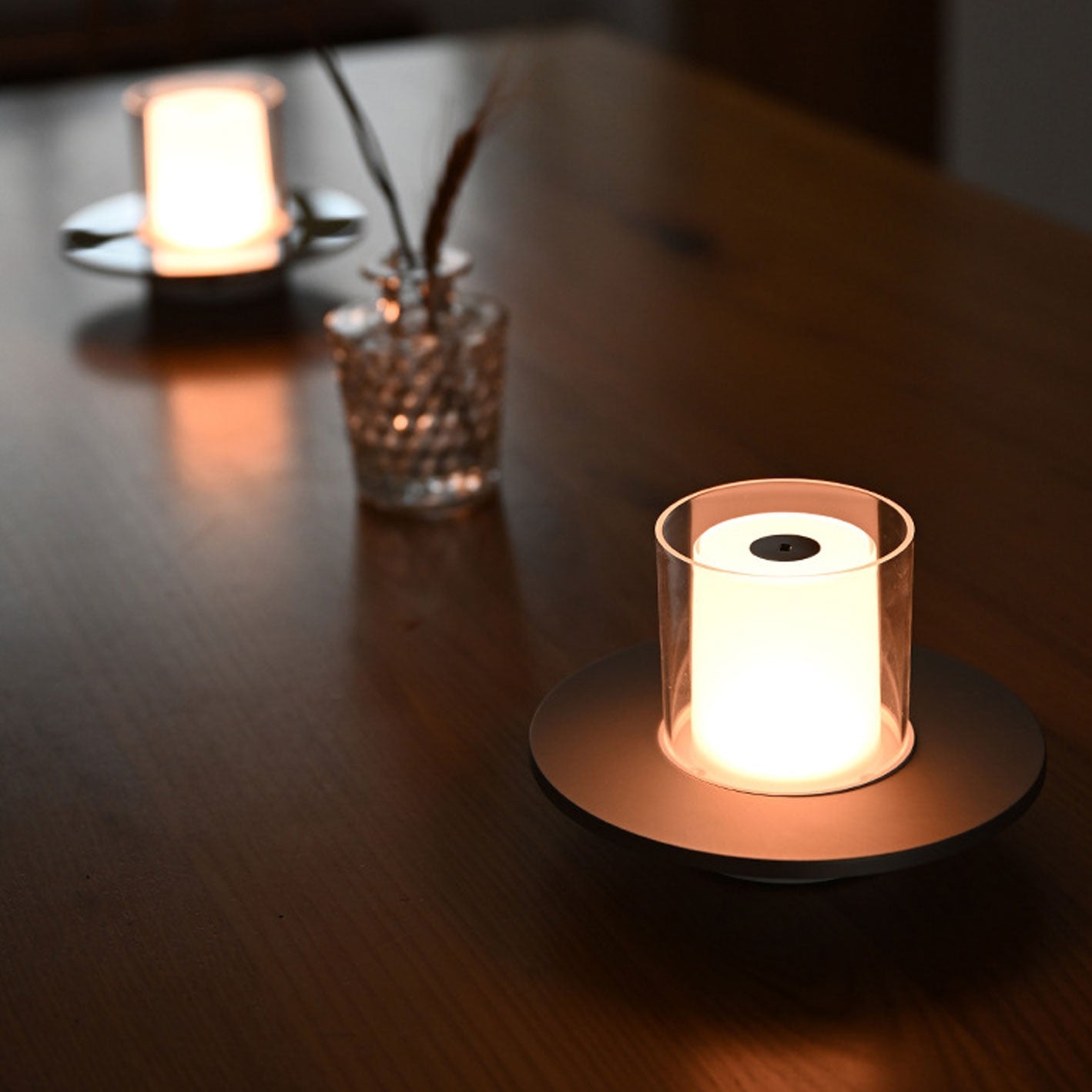 Cylindrical Candlestick Night Table Lamp