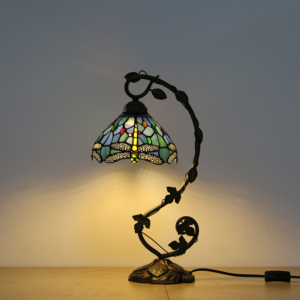 Dragonfly Stained Glass Vine Table Lamp