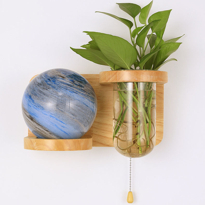 Oak Glass Planet Wall Lamp