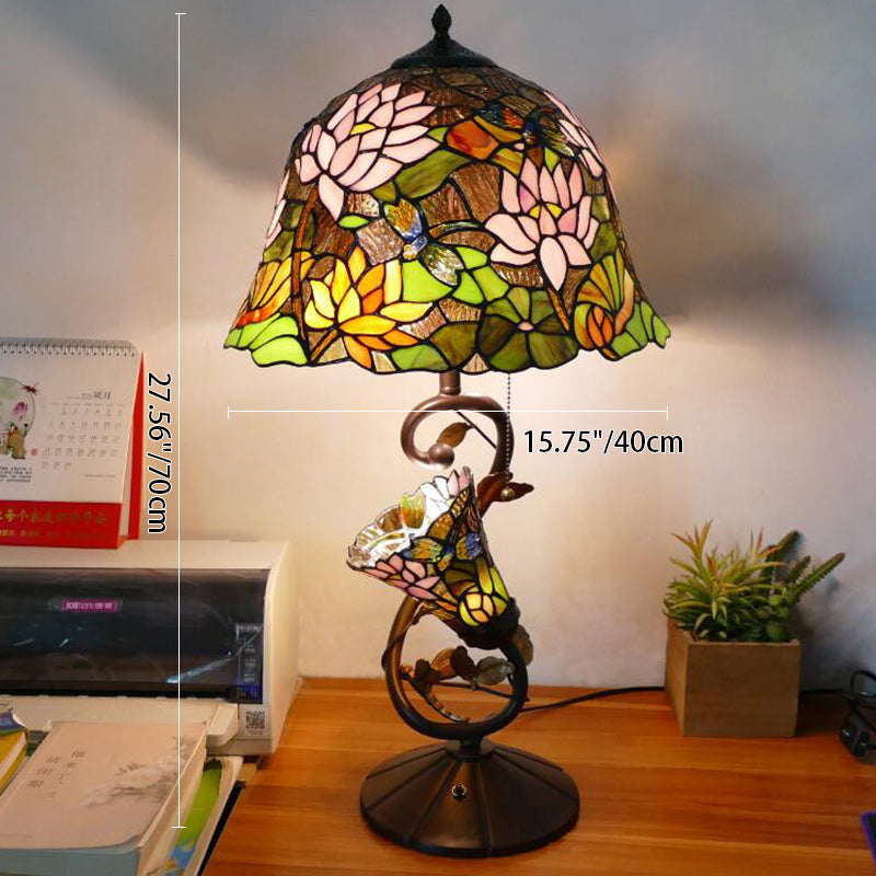 Bouquet Iron Stained Glass 3-Light Table Lamp