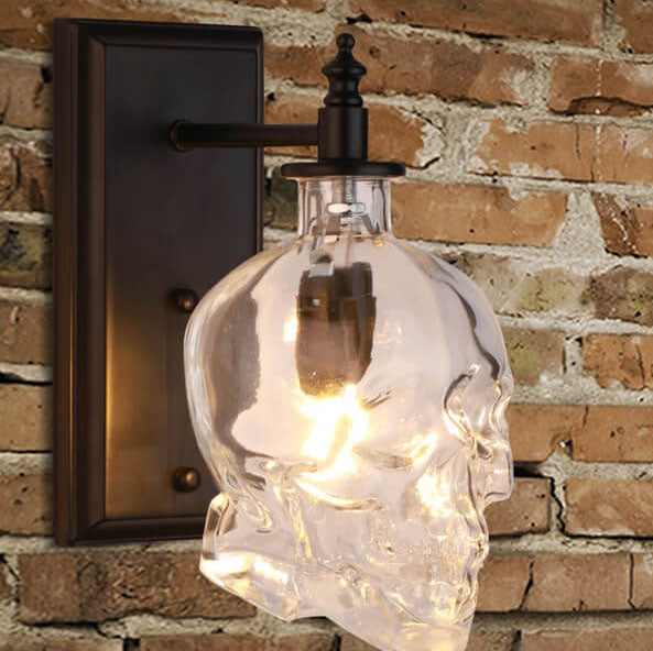 Round Skull Glass Iron Wall Lamp