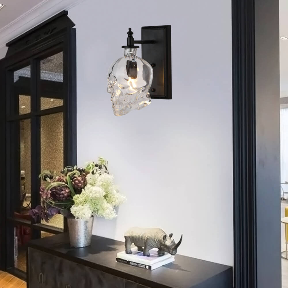 Round Skull Glass Iron Wall Lamp