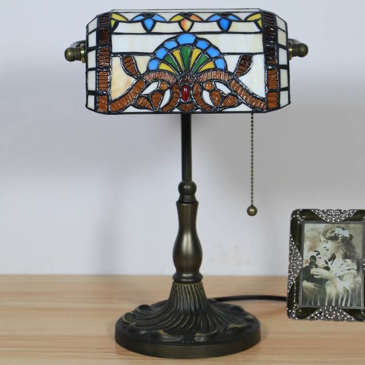 Baroque Stained Glass Bank Table Lamp