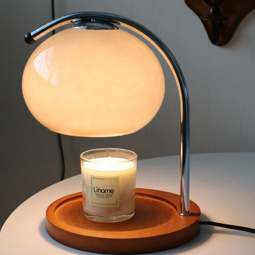 Glass Dome Solid Wood Table Lamp