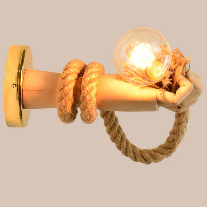Hand Shape Arm Hemp Wall Lamp