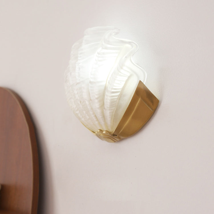 Shell Brass Glass Living Wall Lamp