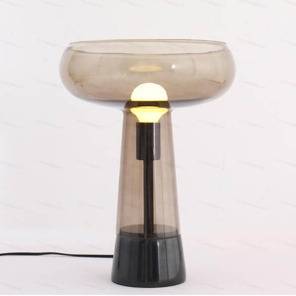 Glass Column Marble Table Lamp