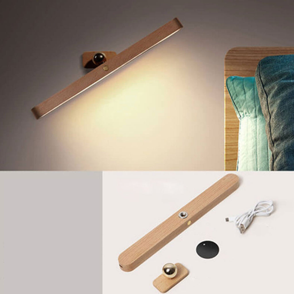 Wooden Strip Magnetic Mirror Wall Lamp