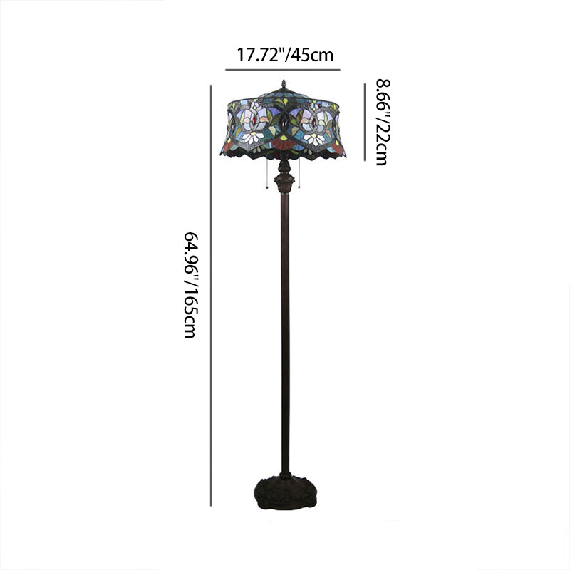 Traditional Tiffany Lily Stained 2-Light Floor Lamp