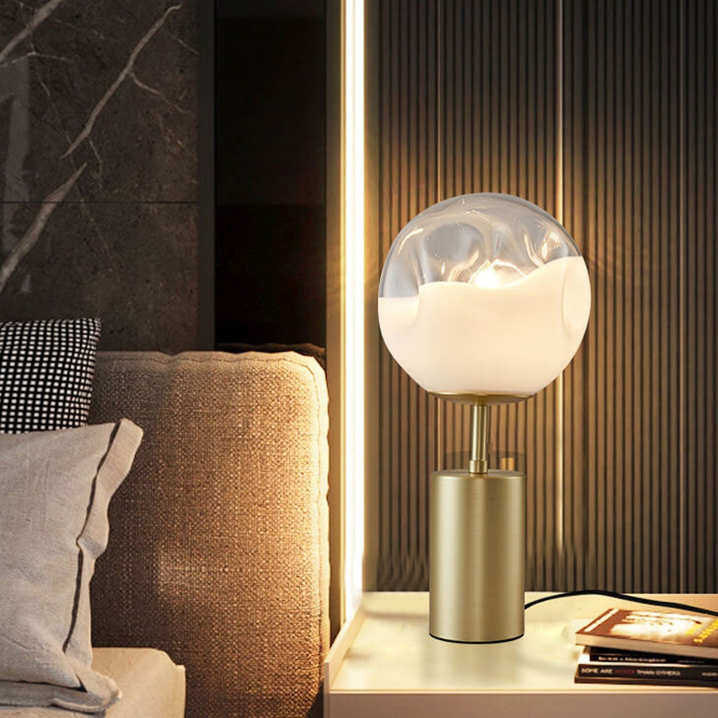 Convex Glass Spherical Table Lamp
