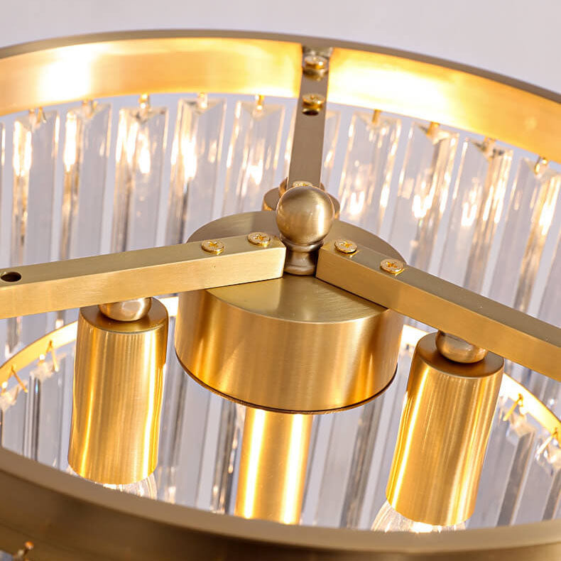 Round Full Copper Prismatic 3-Light Floor Lamp