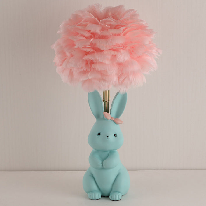 Rabbit Feather Orb Metal Table Lamp
