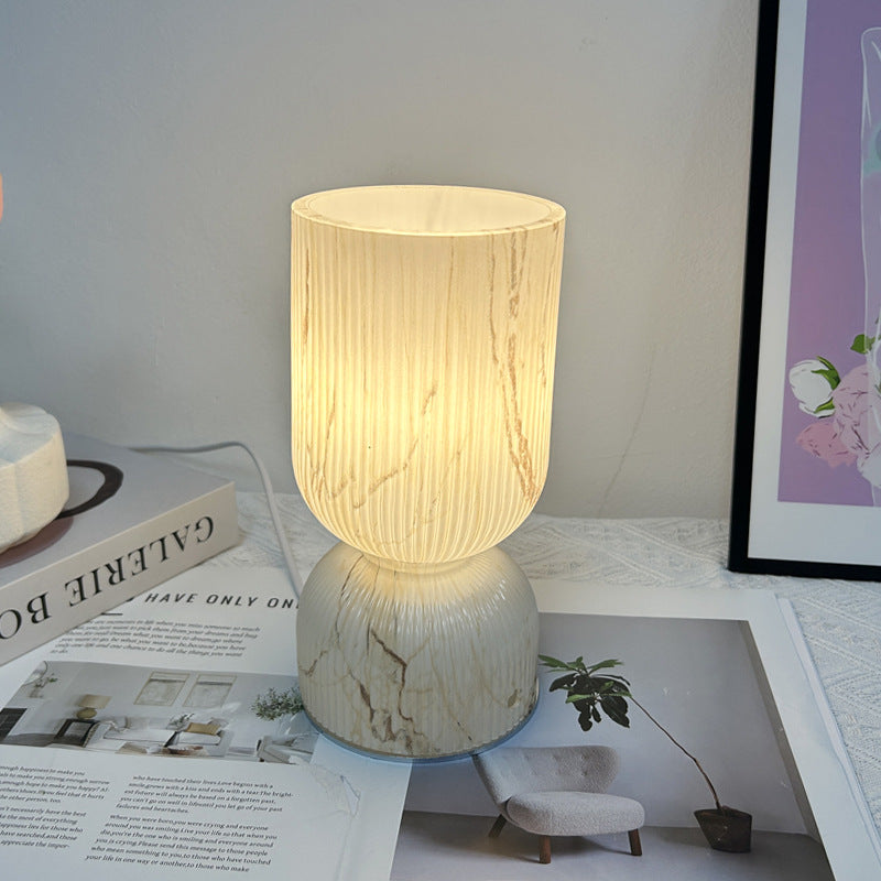 Cylinder Funnel Glass Bedroom Table Lamp