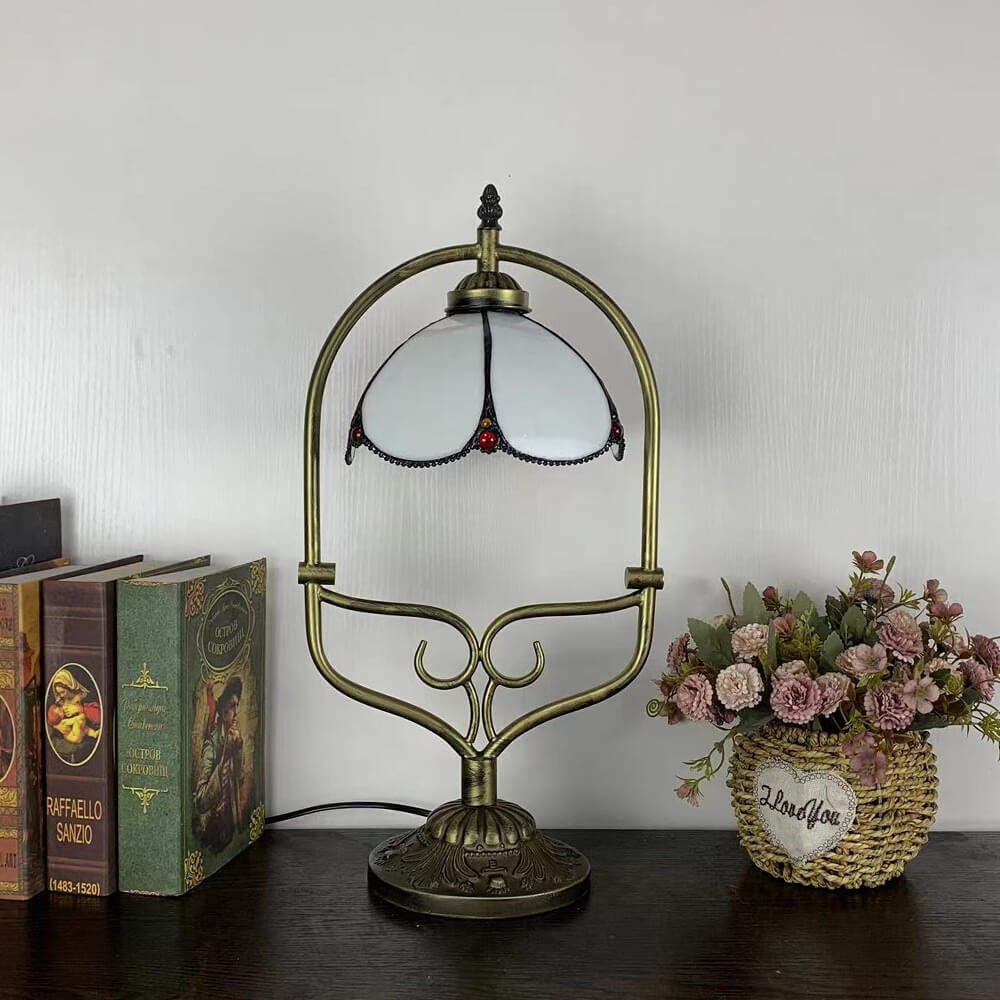 Flower Stained Glass Metal Table Lamp