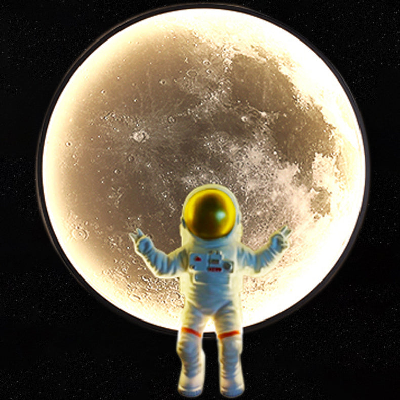 Round Lunar Astronaut Hardware Wall Lamp