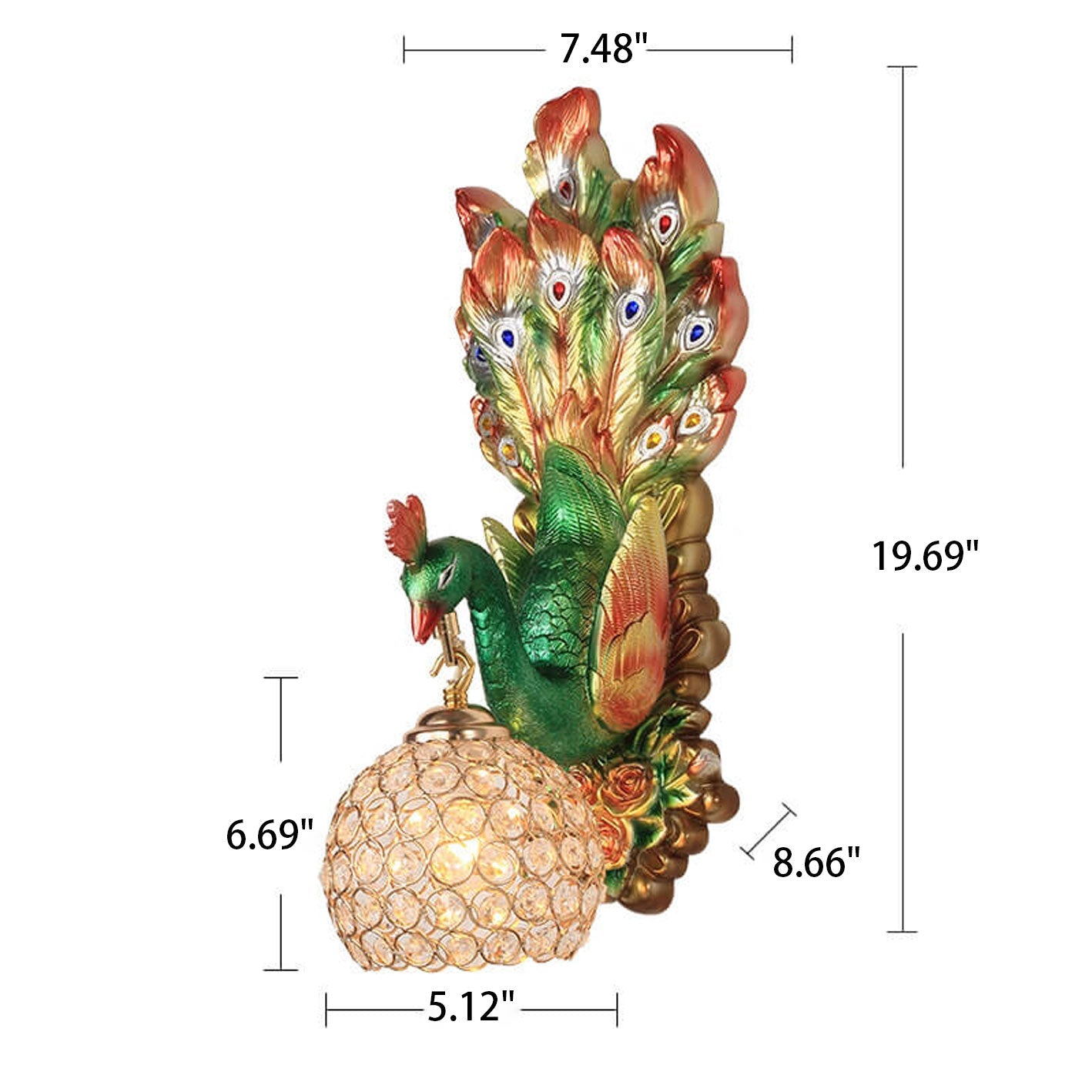 Peacock Resin Glass Wall Lamp