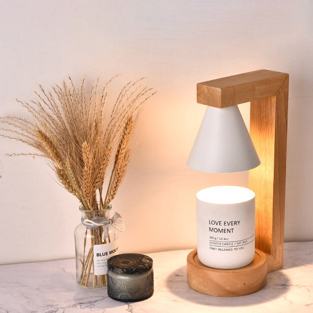 Cone Wood Metal Aroma Table Lamp