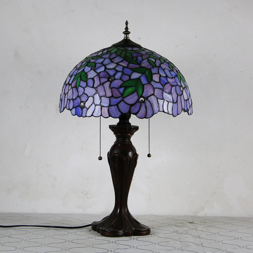 Flowers Stained Glass Pull Table Lamp