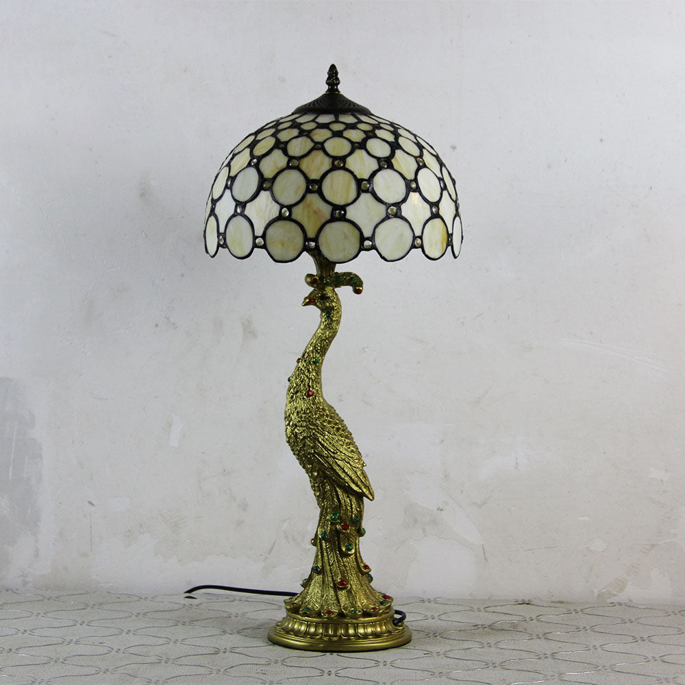 Peacock Gem Dome Glass Table Lamp